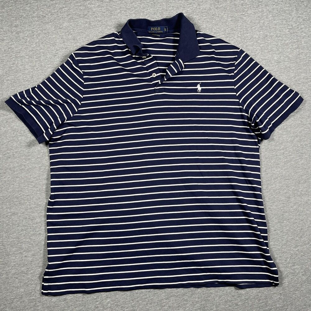 Polo Ralph Lauren Polo Mens XL Blue Striped 100% Cotton Pima Soft Touch Shirt